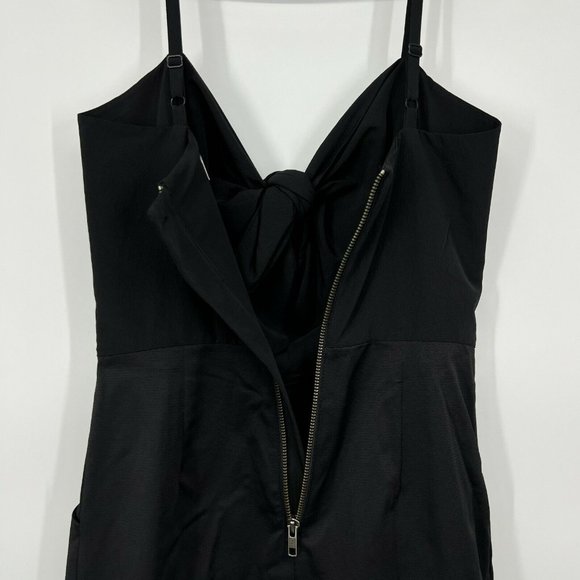 H&M Dress Black Sleeveless V Neck Bow Mini Sheath Pleated NWT - Picture 8 of 9